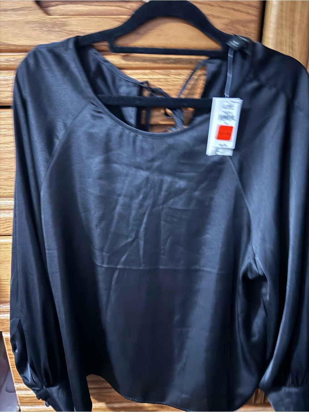 Banana Republic Black Long Sleeve Satin Womens Black Top size medium